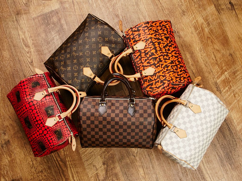 Louis Vuitton Speedy Bags in Monogram, Damier Ebene, Damier Azur, Stephen Sprouse Graffiti and Yayoi Kusama |YoogisCloset.com