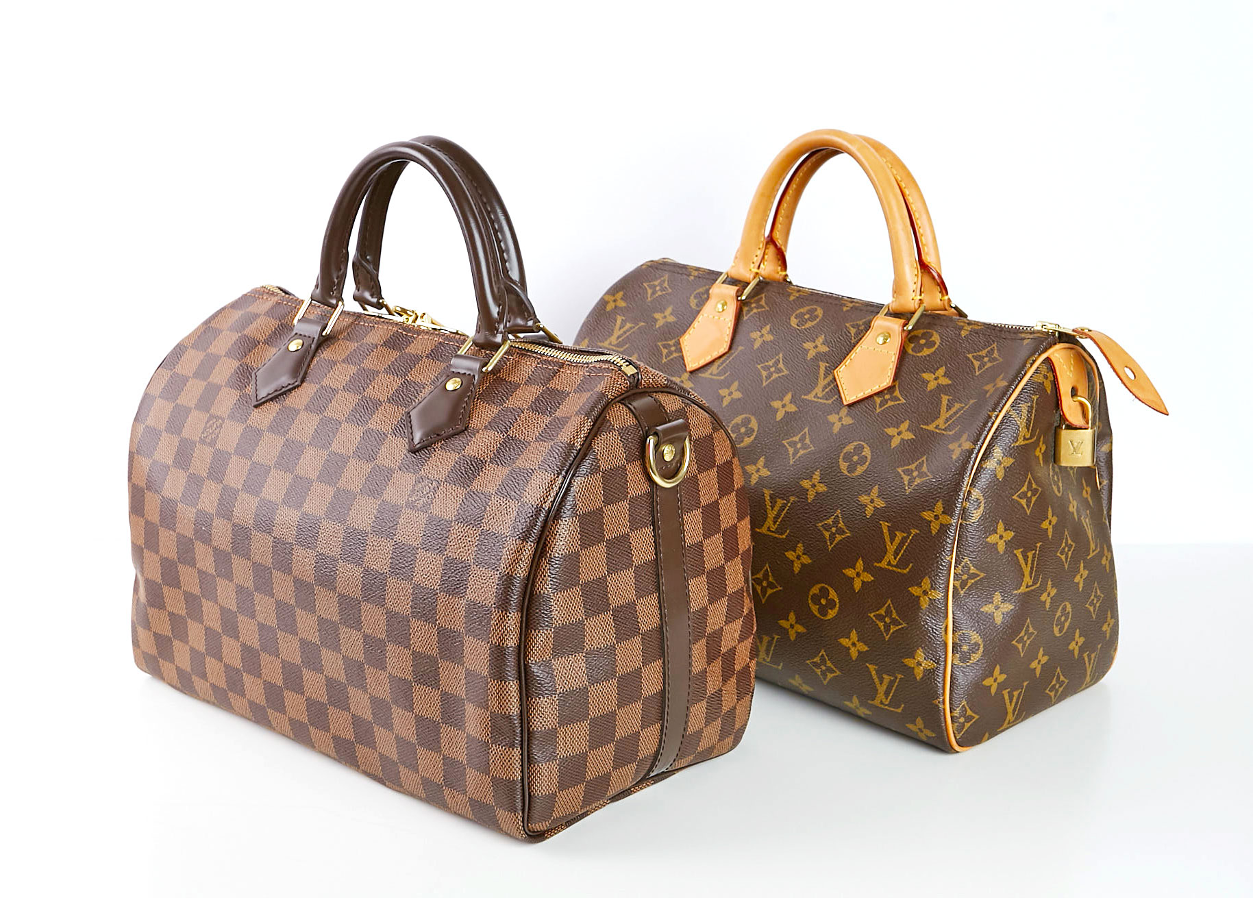 Louis Vuitton Damier Ebene Speedy Bandouliere 30 and Louis Vuitton Monogram Canvas Speedy 30 Bag | YoogisCloset.com