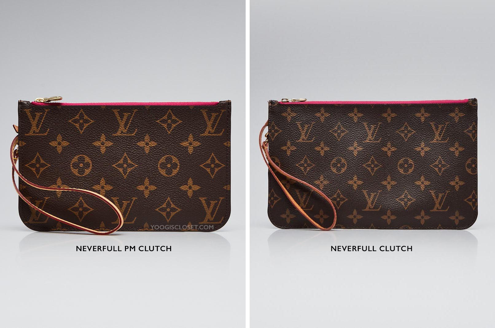 Comparing Louis Vuitton Neverfull Clutch Sizes | YoogisCloset.com