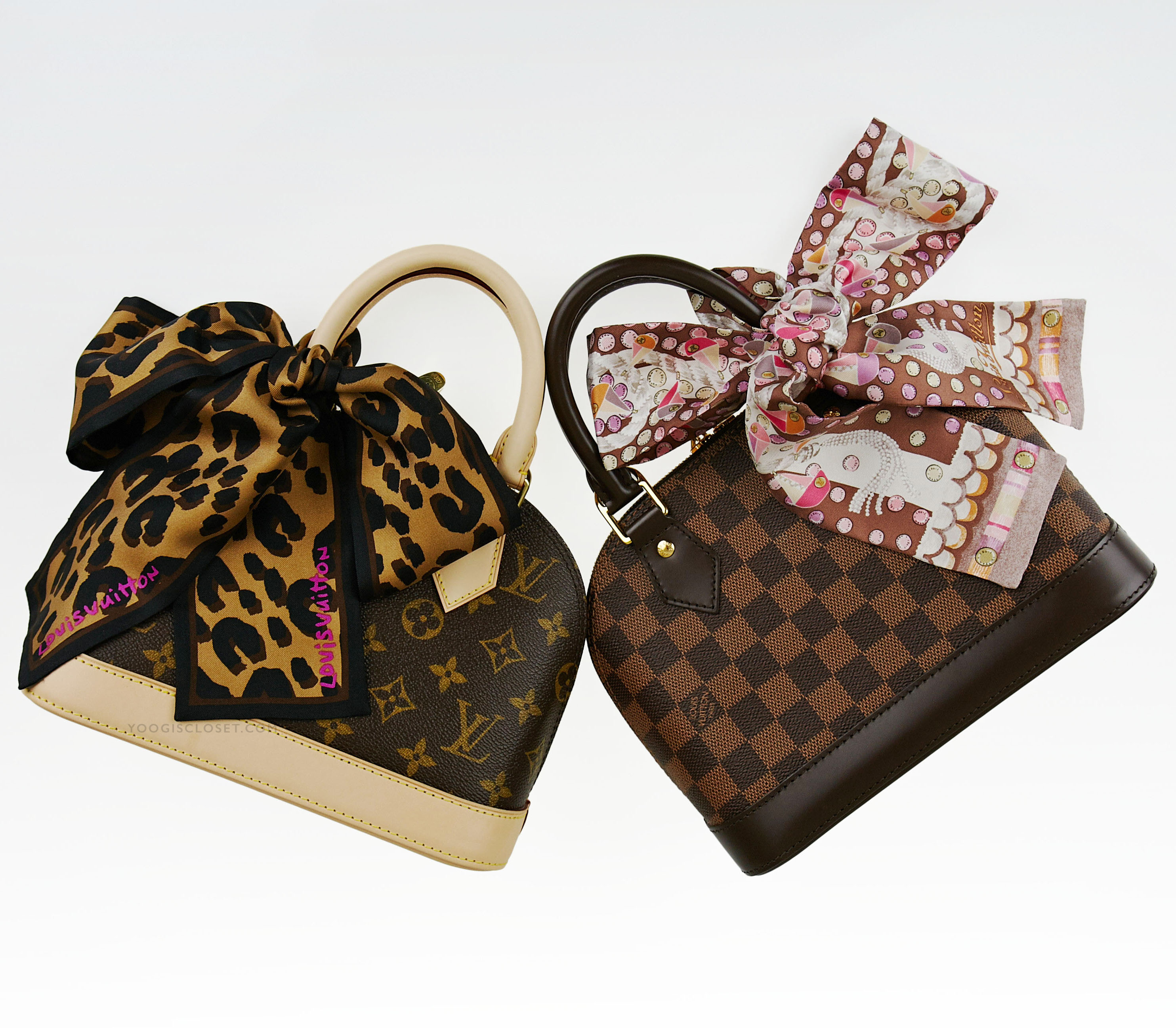 Louis Vuitton Alma BB Monogram Canvas and Damier Ebene with Stephen Sprouse Leopard Bandeau | Yoogi's Closet Authenticated Pre-Owned Luxury yoogiscloset.com