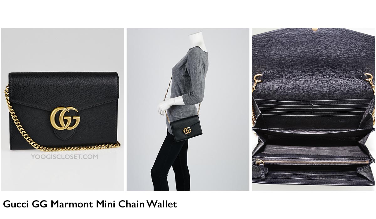 Gucci GG Marmont Mini Chain Wallet Review | Yoogi's Closet Authenticated Pre-Owned Luxury www.yoogiscloset.com