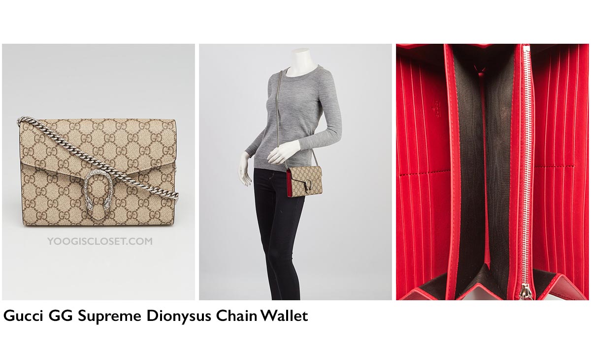 Gucci GG Supreme Dionysus Chain Wallet review | Yoogi's Closet Authenticated Pre-Owned Luxury yoogiscloset.com
