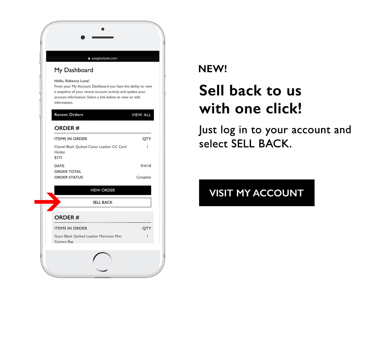 one click sell back mobile screenshot 